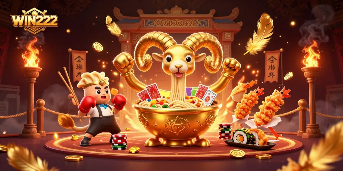 Engage with the excitement at WIN222, featuring a lively casino scene with vibrant characters.