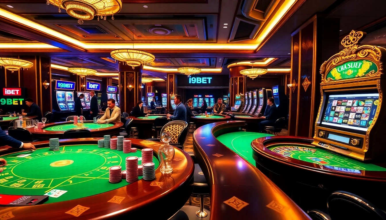 I9BET engaging casino experience with vibrant tables and players in action.