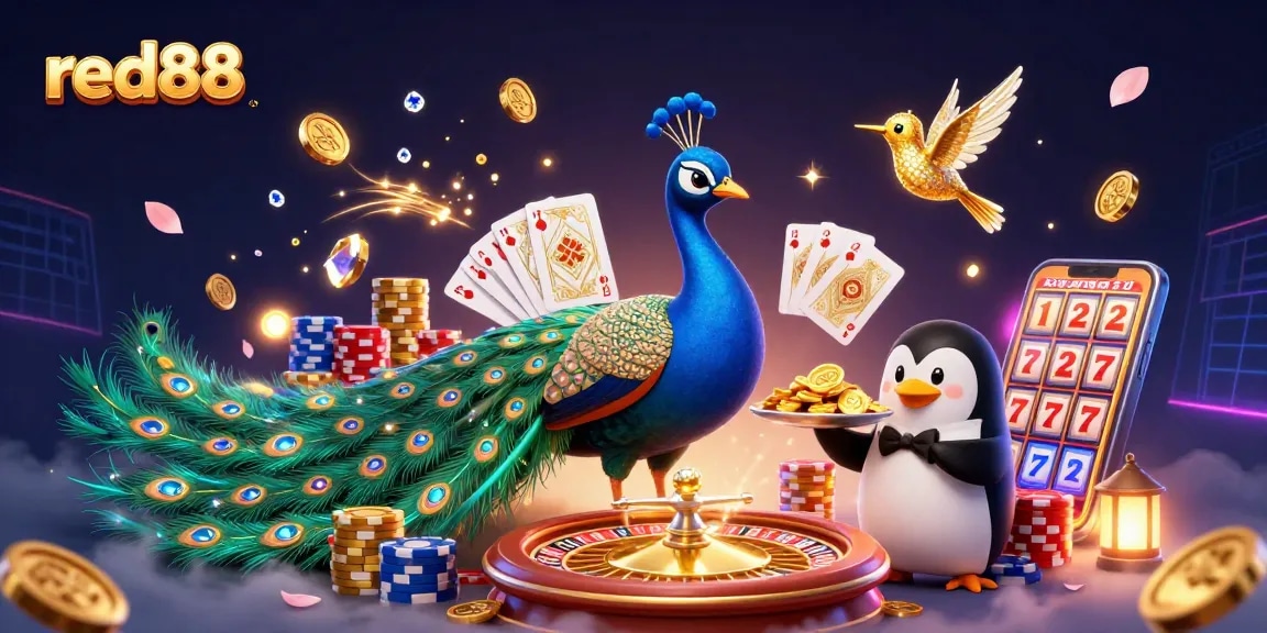 Engage with thrilling games on red88, showcasing vibrant casino experiences with animated characters.
