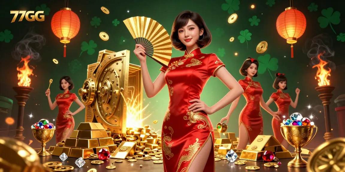 Experience winning excitement at 77GG with vibrant 3D casino elements illuminating the scene.
