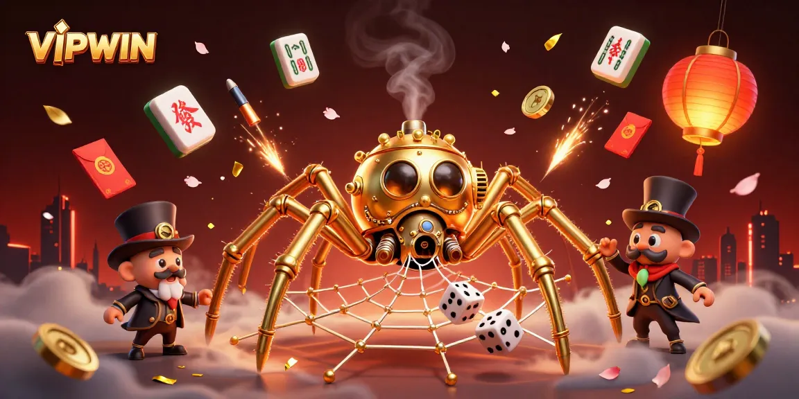 Engage with VIPWIN at a 3D steampunk casino-themed illustration showcasing captivating gaming elements.