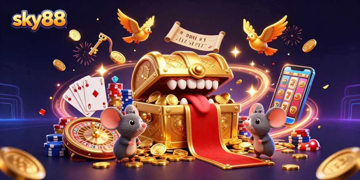 Engage in thrilling gameplay at sky88, featuring vibrant casino elements and adventurous characters.