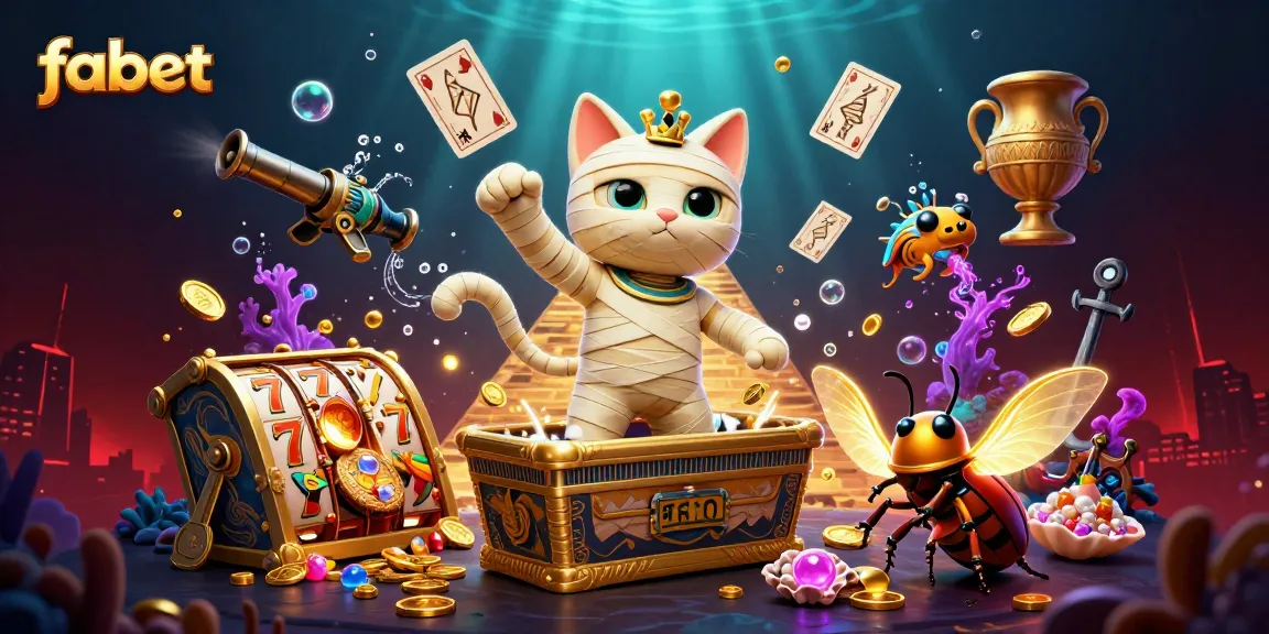 Experience fabet's dynamic casino action with a vibrant mummy cat and treasures overflowing!
