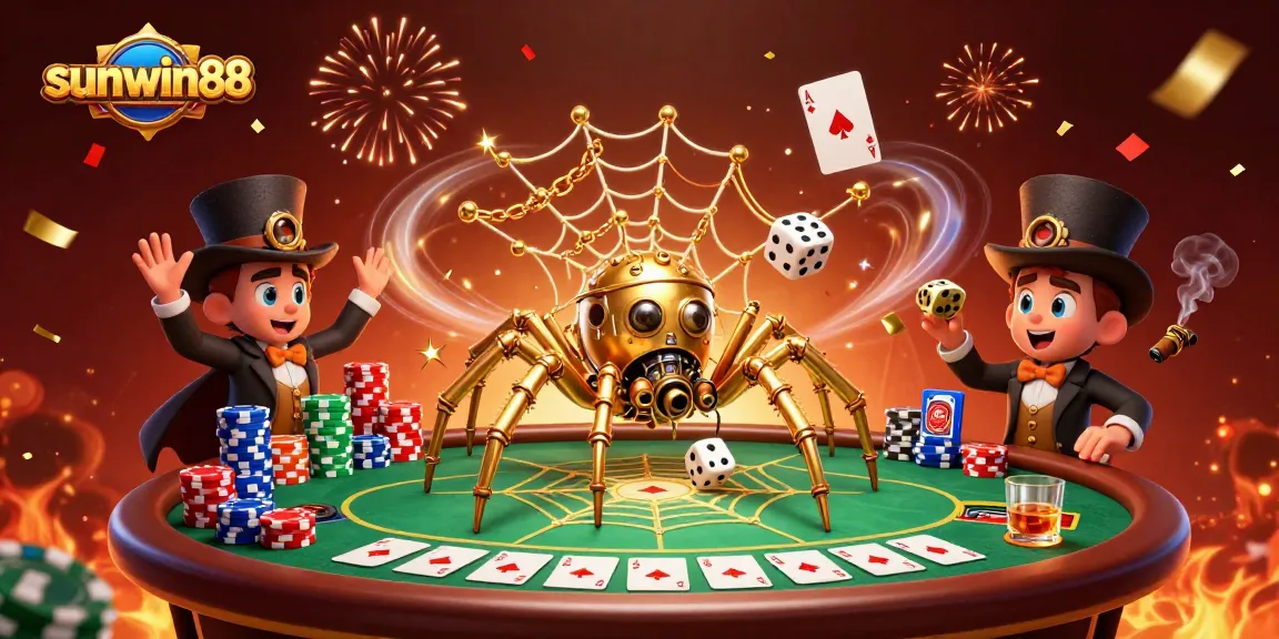 Engage in sunwin88's vibrant poker scene with epic golden spider and unique characters.
