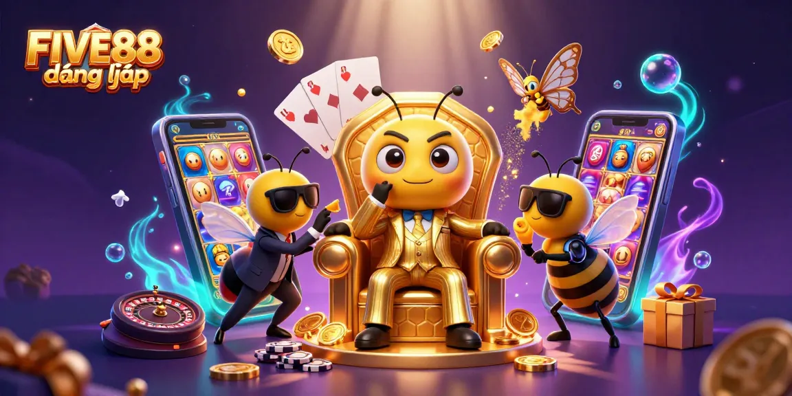 Experience the thrill of FIVE88 đăng nhập with vibrant casino action, winning symbols, and dynamic game elements.