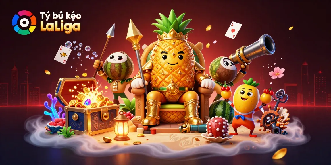 Tỷ lệ kèo La Liga showcases an engaging beach casino scene with vibrant characters and exciting gambling elements.