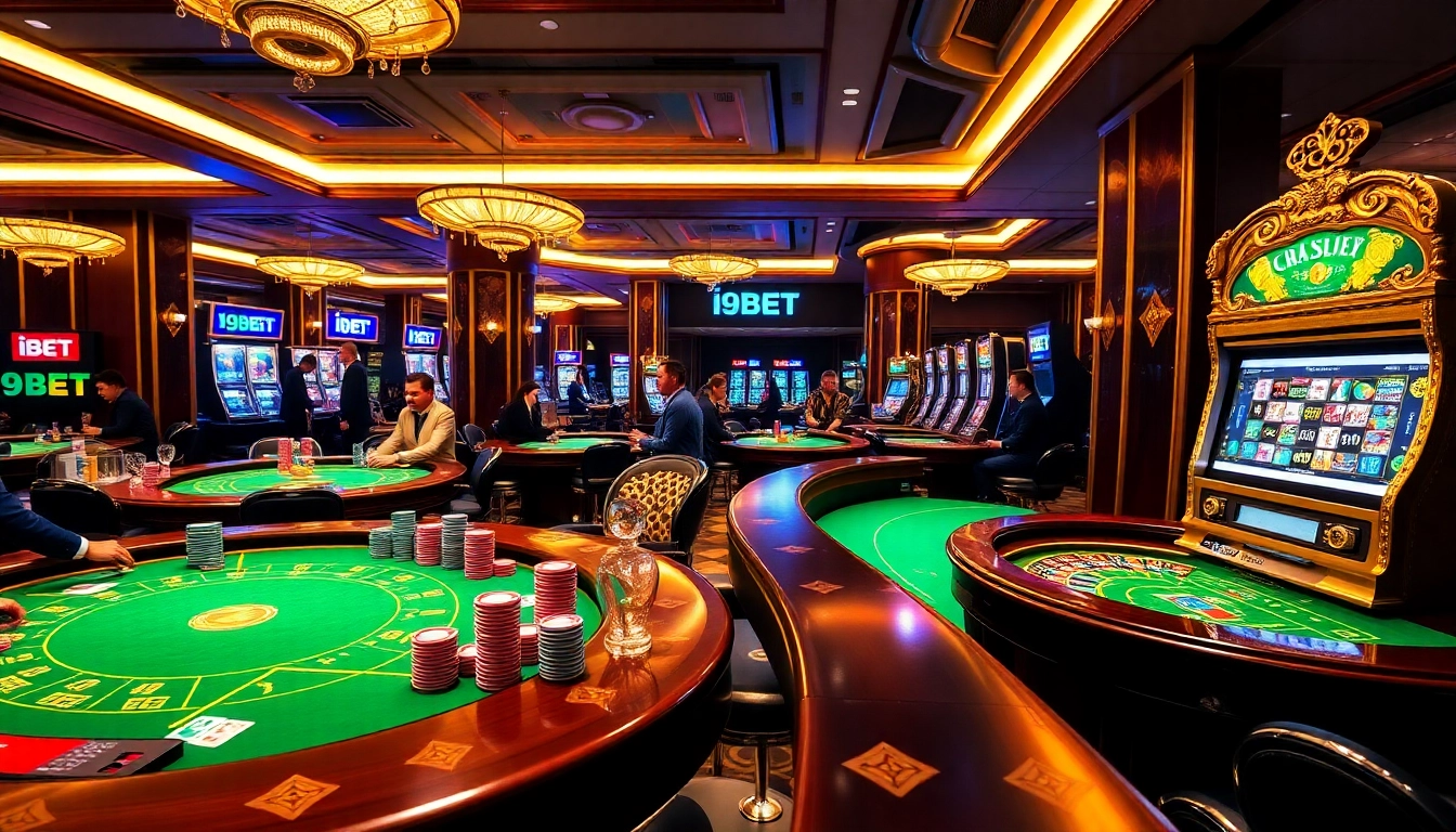 I9BET engaging casino experience with vibrant tables and players in action.