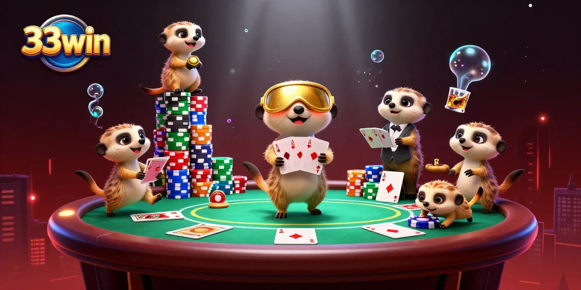 Players engaging in slots at 33win casino with colorful poker chips and cards