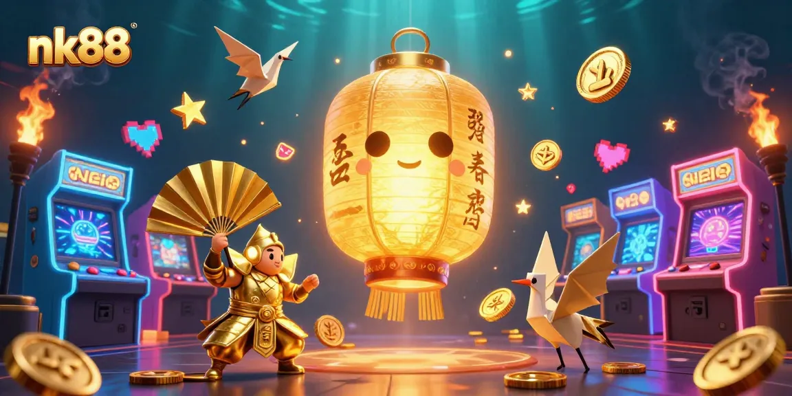 Experience nk88's vibrant casino scene with glowing treasures and energetic characters.