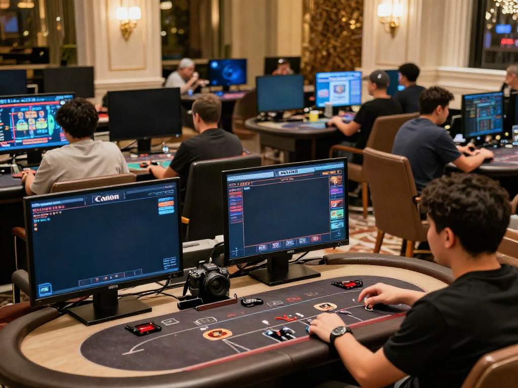 Online gaming at https://ku88v1.com/ with diverse players enjoying slots and poker.