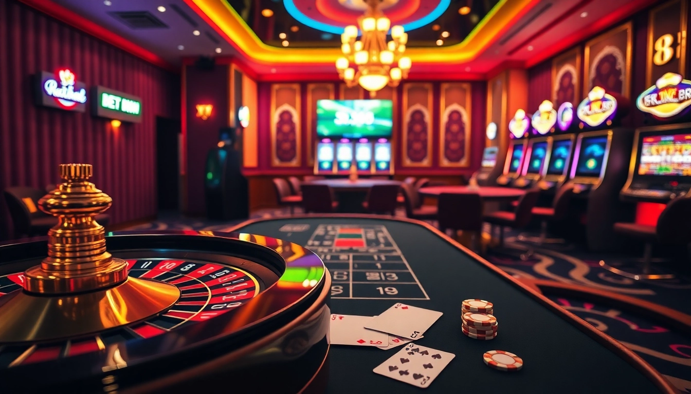 Exciting casino experience featuring Bet88 đăng nhập with vibrant tables and slot machines.