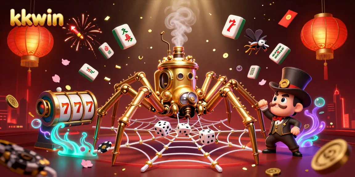 Experience the excitement of kkwin as the steampunk spider weaves a golden web of fortune.