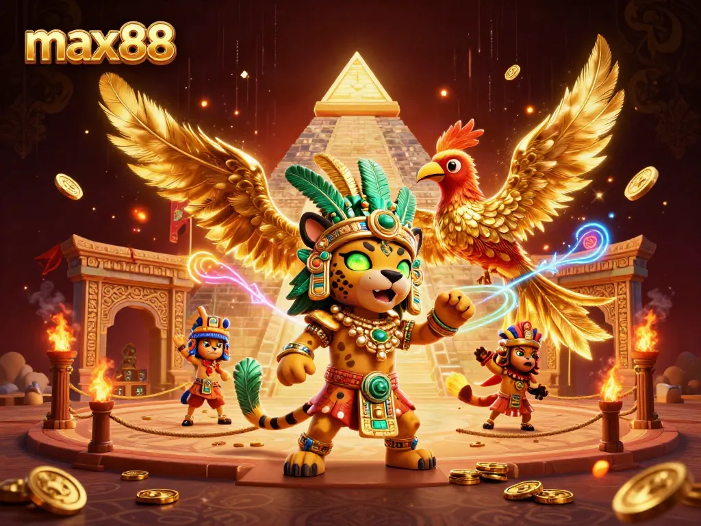 Experience vibrant max88 gaming action with a dynamic illustration showcasing thrilling casino elements.