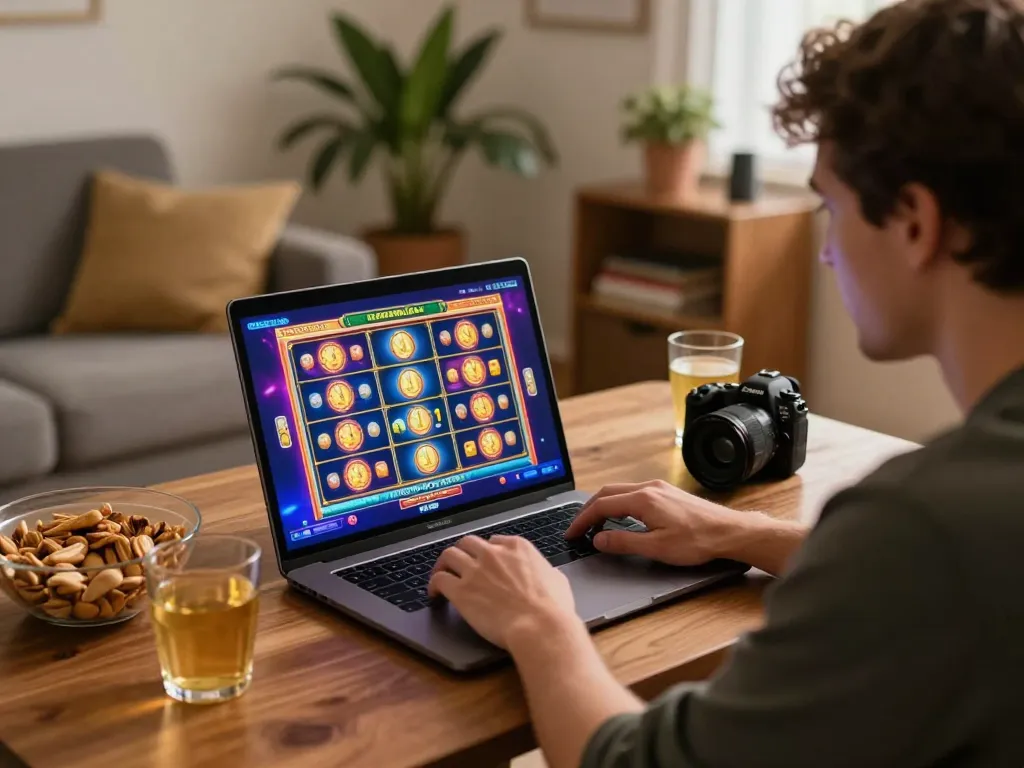 Player enjoying an online 81ff slot session at home with vibrant graphics and cozy atmosphere.