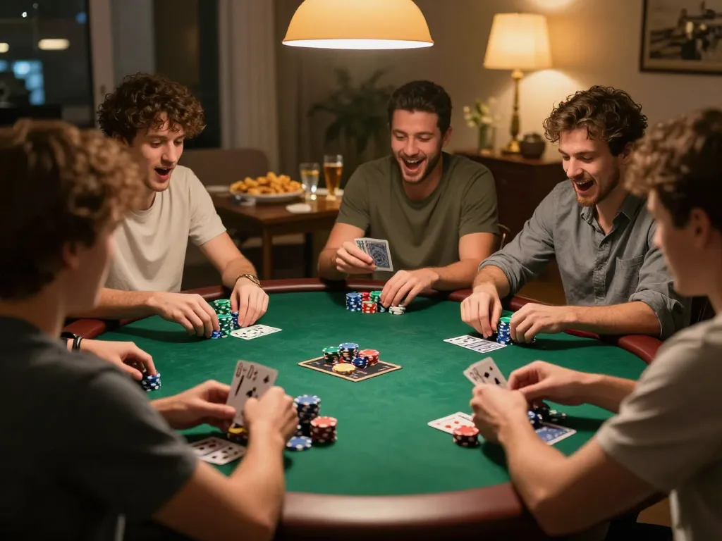 RIKVIP home poker night with friends enjoying strategic gameplay and vibrant poker atmosphere.