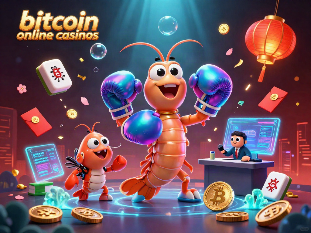 Experience the thrill of bitcoin online casinos with vibrant 3D cartoon gaming scene featuring cryptocurrency elements.