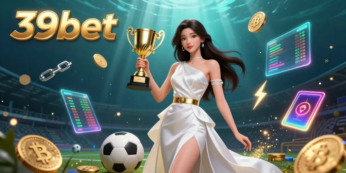 Win big with 39bet at the sports betting scene featuring a confident woman and vibrant casino elements.