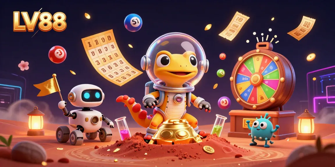 Experience thrilling wins at LV88 with a vibrant casino scene filled with excitement and colorful games.