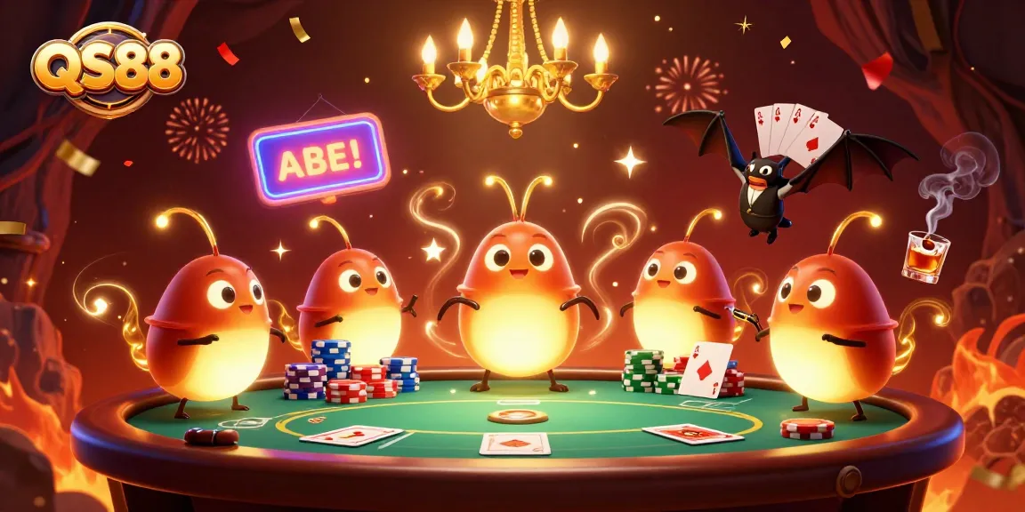 Engage in thrilling gaming experiences at QS88, illuminated by glowworms in a vibrant casino.