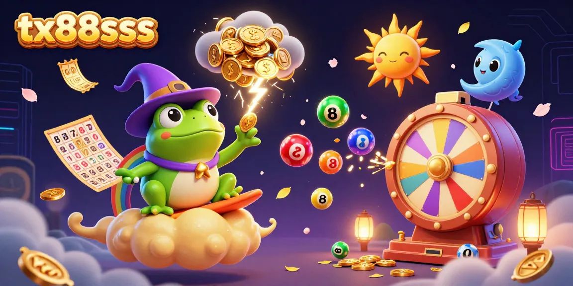 Join the excitement of tx88sss as a weather wizard frog summons golden coins in a vibrant casino landscape.