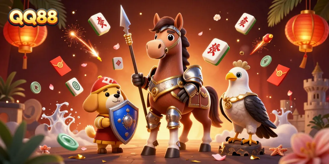 Experience thrilling gambling with QQ88, featuring captivating characters and vibrant game elements.