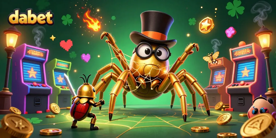 Dabet players spinning lucky slots with vibrant arcade gaming elements.