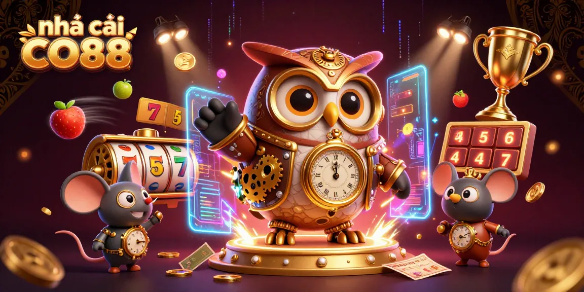 Experience the excitement of nhà cái CO88 with a vibrant casino illustration showcasing games and action.