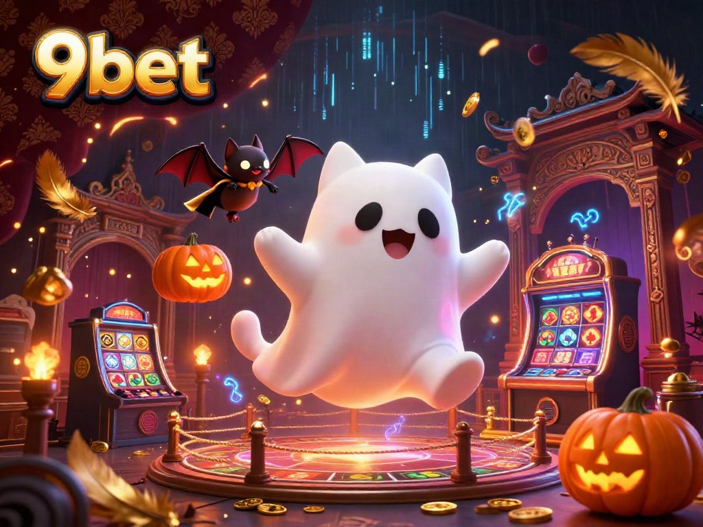 Experience the thrilling adventure of 9bet with a ghost cat in a haunted casino.