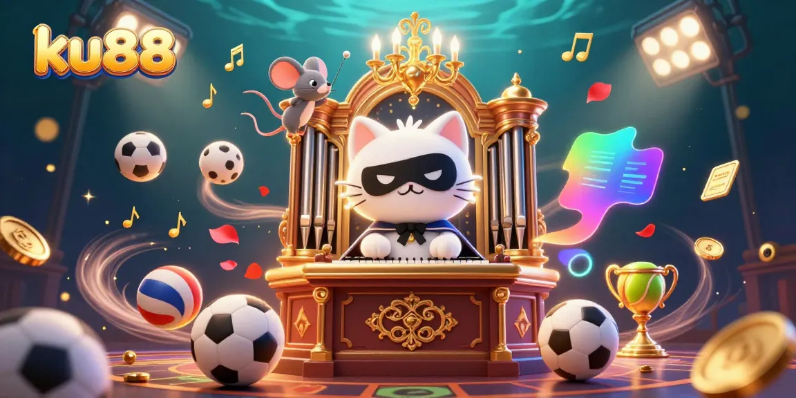 Experience the thrill of ku88 with a 3D illustration of whimsical characters cherishing casino games.