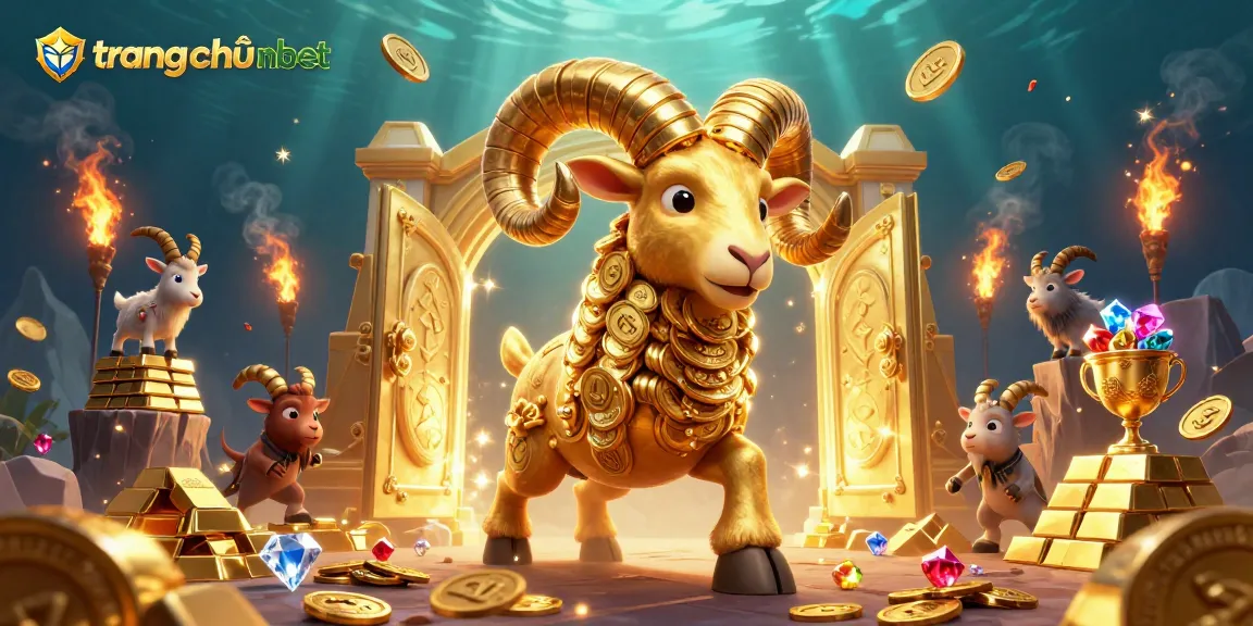 Get ready to win at trang chủ nbet with a dynamic 3D illustration of a golden ram charging through riches.