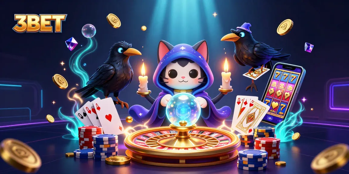 Engage with 3BET casino mysteries through an enchanting scene of fortune, winnings, and gameplay.