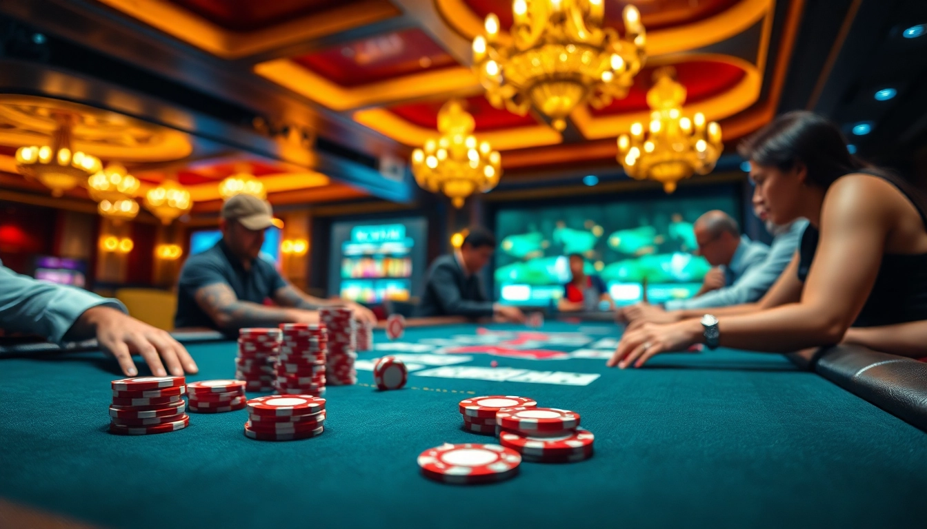 Casino en ligne France légal avec des joueurs autour d'une table de poker animée.