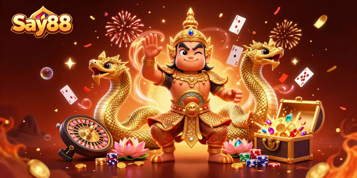 Spin and win with Say88's thrilling casino games featuring vibrant characters and rich elements