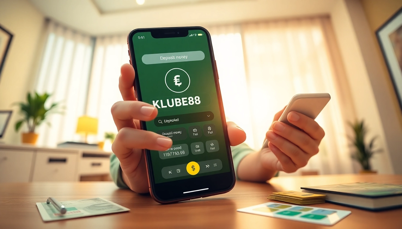 Nạp Tiền KUBET88 – Bước Thiết Yếu Để Trải Nghiệm Giải Trí process illustrated with a delighted user depositing money through the KUBET88 app.