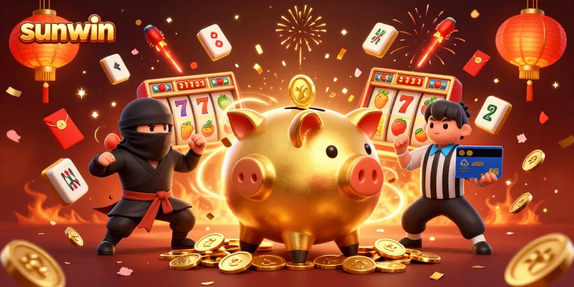 Experience the fun with sunwin in this vibrant, energetic 3D casino scene filled with slot action!