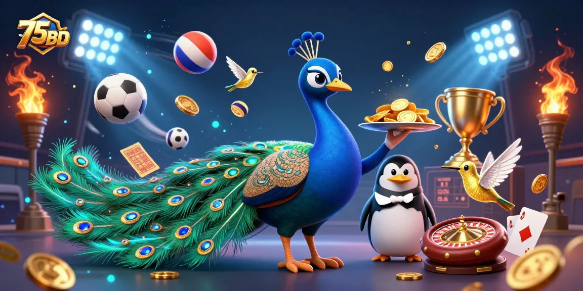 Join the thrilling world of 75BD with animated characters showcasing sports betting excitement!