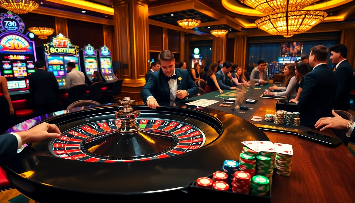 Experience the thrill of roulette and slots at 78win's luxury casino setting.