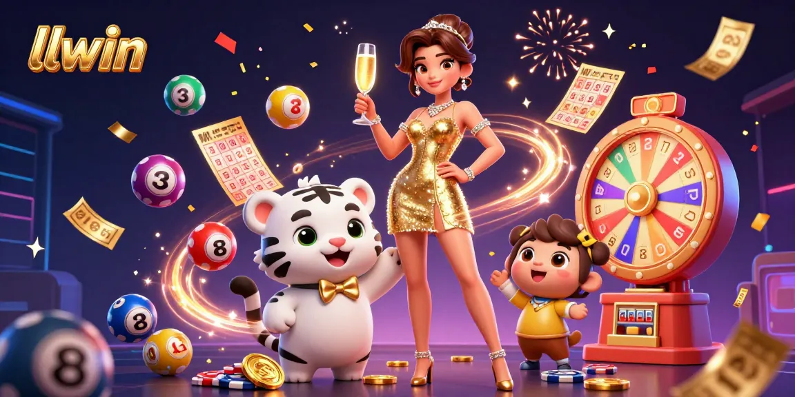 Experience excitement at LLWIN with a glamorous woman and a lucky tiger cub amid a vibrant casino scene.