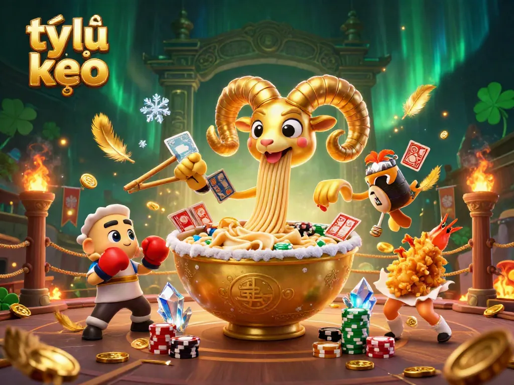 Engaging scene of tỷ lệ kèo with cartoon characters dealing cards and betting in a vibrant casino.
