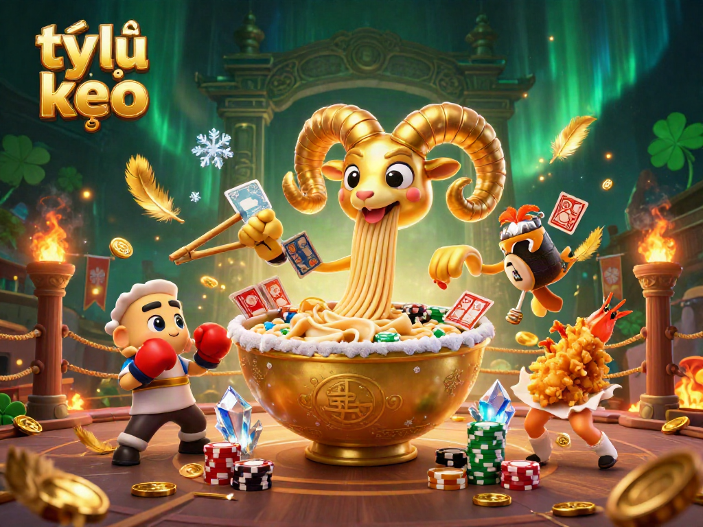 Engaging scene of tỷ lệ kèo with cartoon characters dealing cards and betting in a vibrant casino.