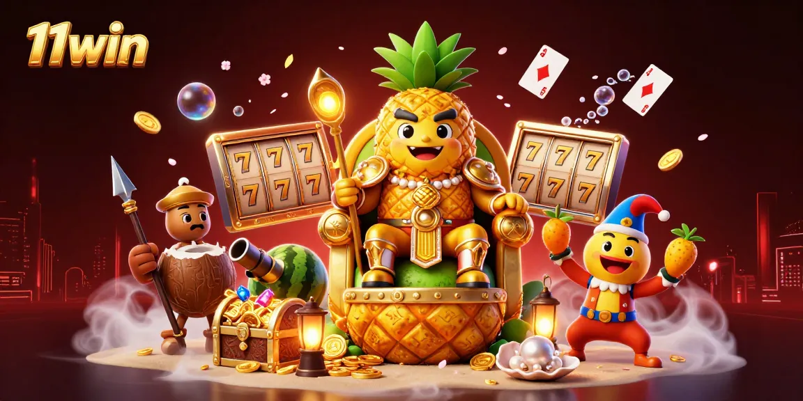 Experience the lively atmosphere of 11win with a vibrant casino scene featuring engaging characters and dynamic gaming elements.