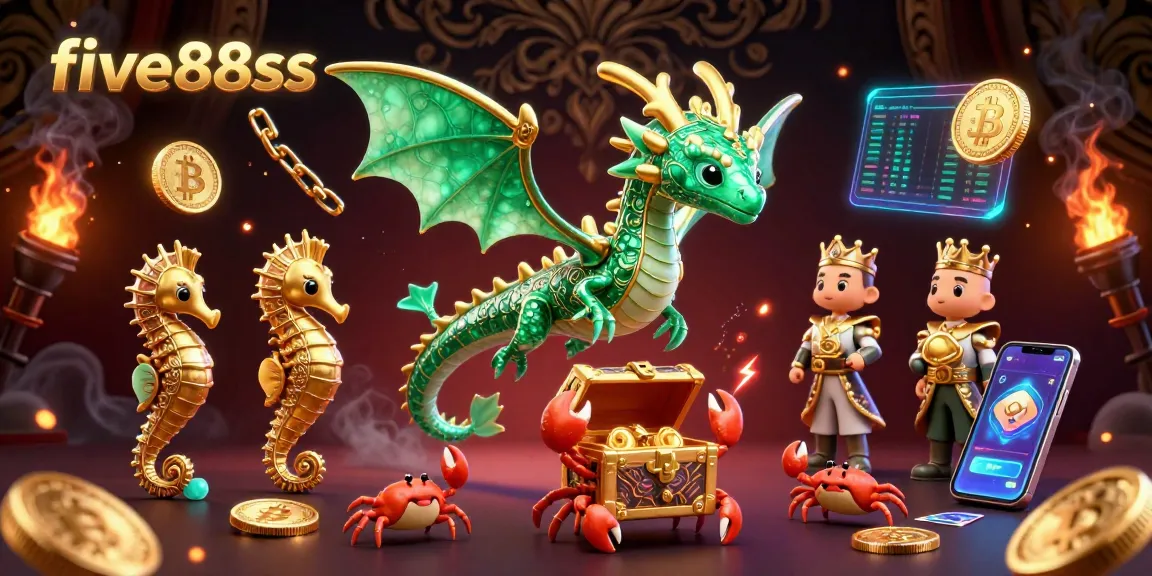 Experience high-stakes excitement with five88sss in a vibrant casino scene featuring mystical sea creatures and cryptocurrency.