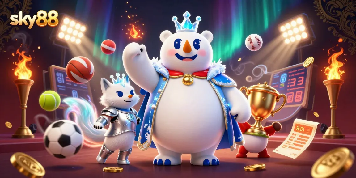 Engage in thrilling bets at sky88 with exciting sports elements featuring a polar bear and snow fox!