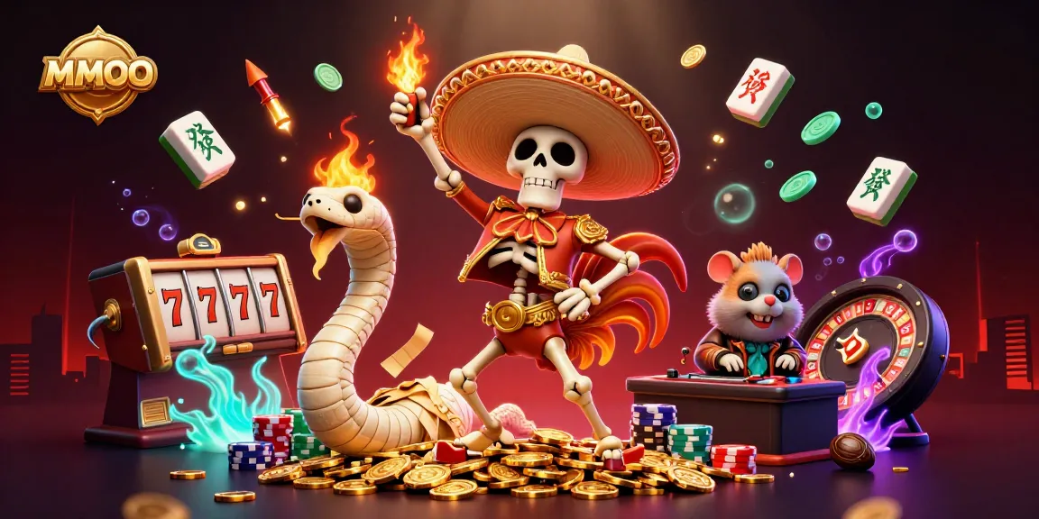 Experience the excitement of MMOO casino gaming with colorful jackpots, dancing characters, and vibrant decor