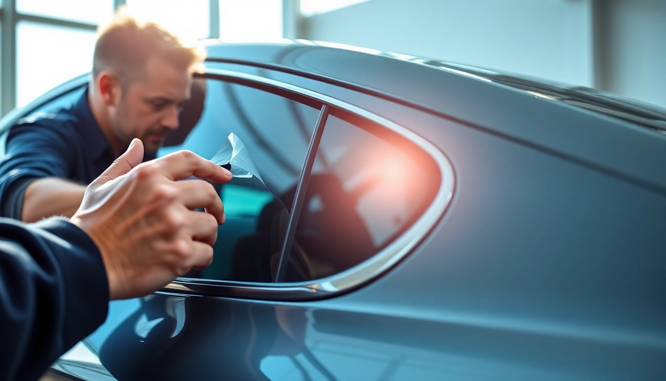 Enhance your view with window tint Chattanooga by a skilled technician applying tint on a modern vehicle.