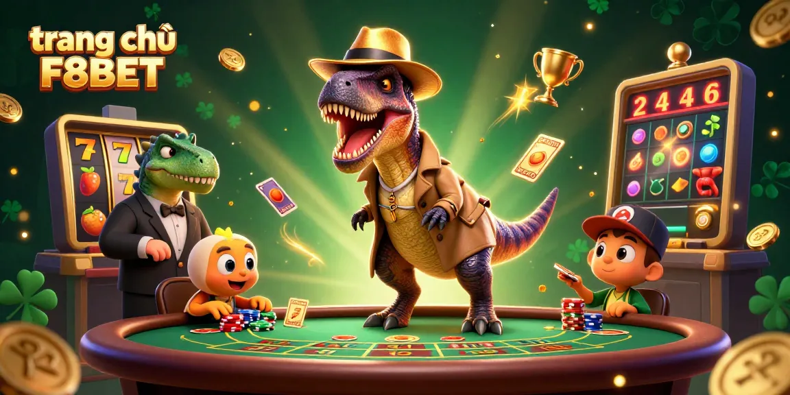 Experience the thrilling world of gambling at trang chủ F8BET with a lively cartoon casino scene.