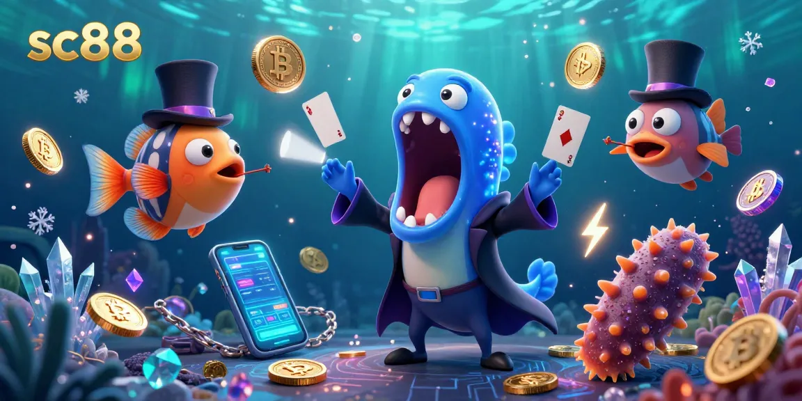 sc88 promotes exciting casino action with a deep-sea eel magician showcasing card tricks.
