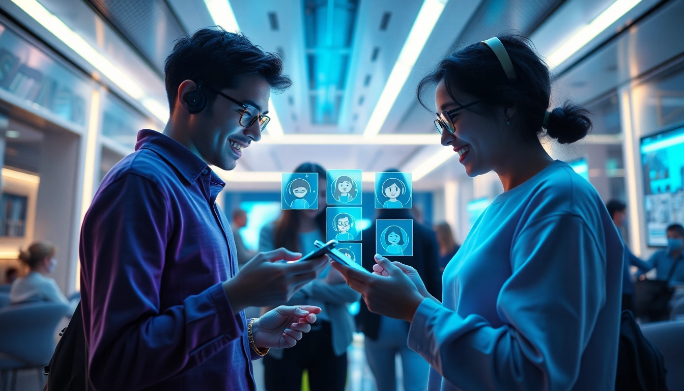 Engaging visual of users interacting with customizable AI personas through advanced technology, symbolizing crushon innovation.