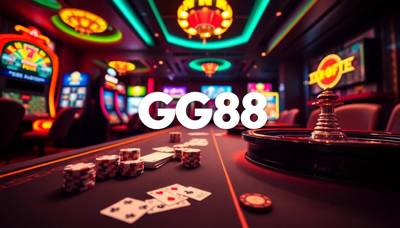 Experience the excitement of GG88 with a vibrant casino atmosphere featuring roulette and slot games.