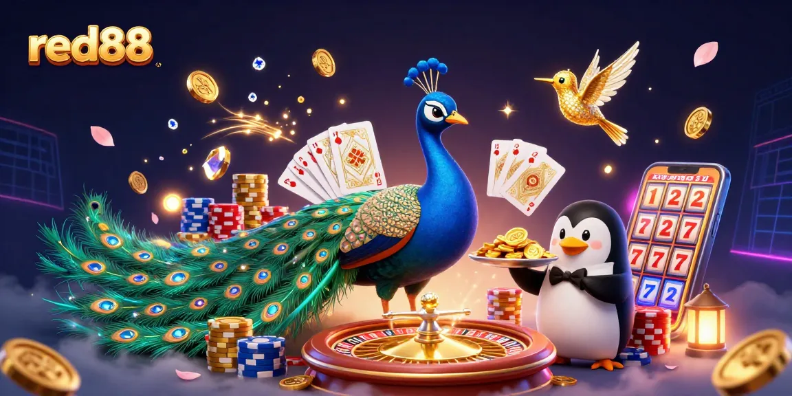 Engage with thrilling games on red88, showcasing vibrant casino experiences with animated characters.